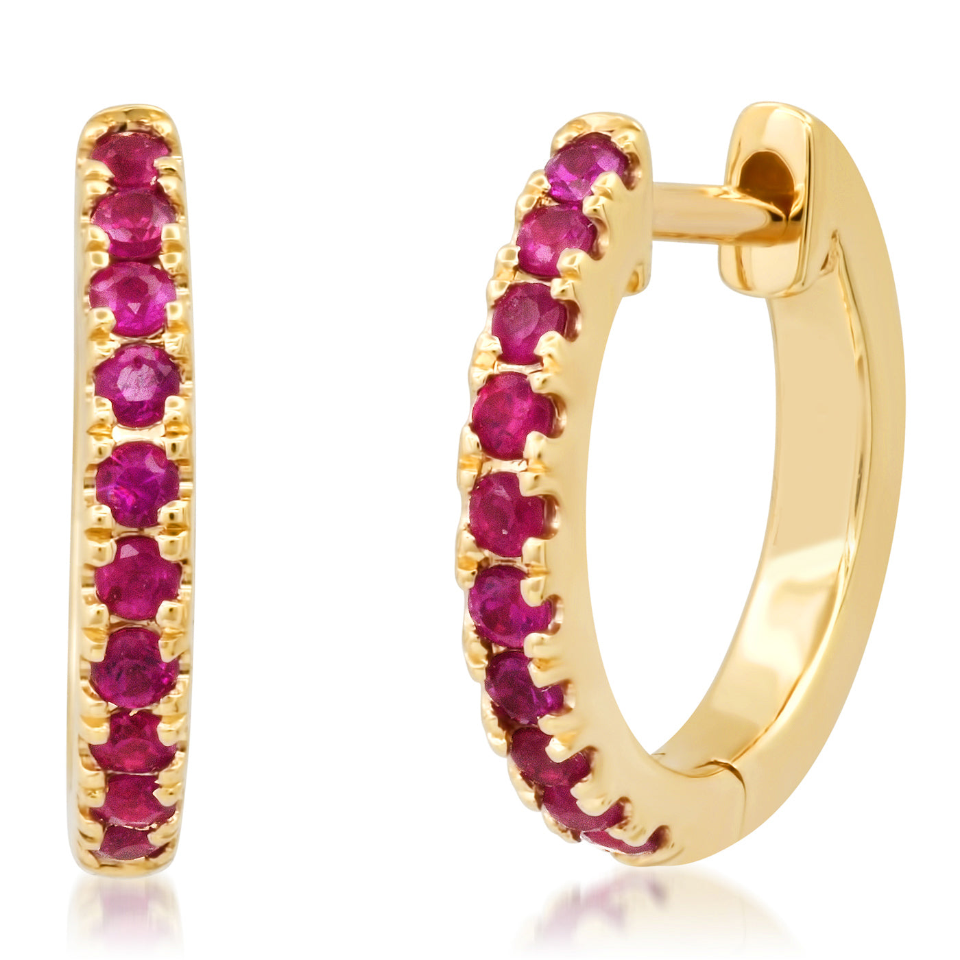 14K Yellow Gold Standard Ruby Huggies
